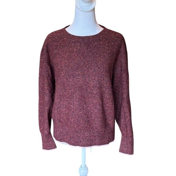 Nordstrom Sweater Wool Silk Alpaca Cashmere Blend Marbled Burgundy Womens Medium - Picture 1 of 10